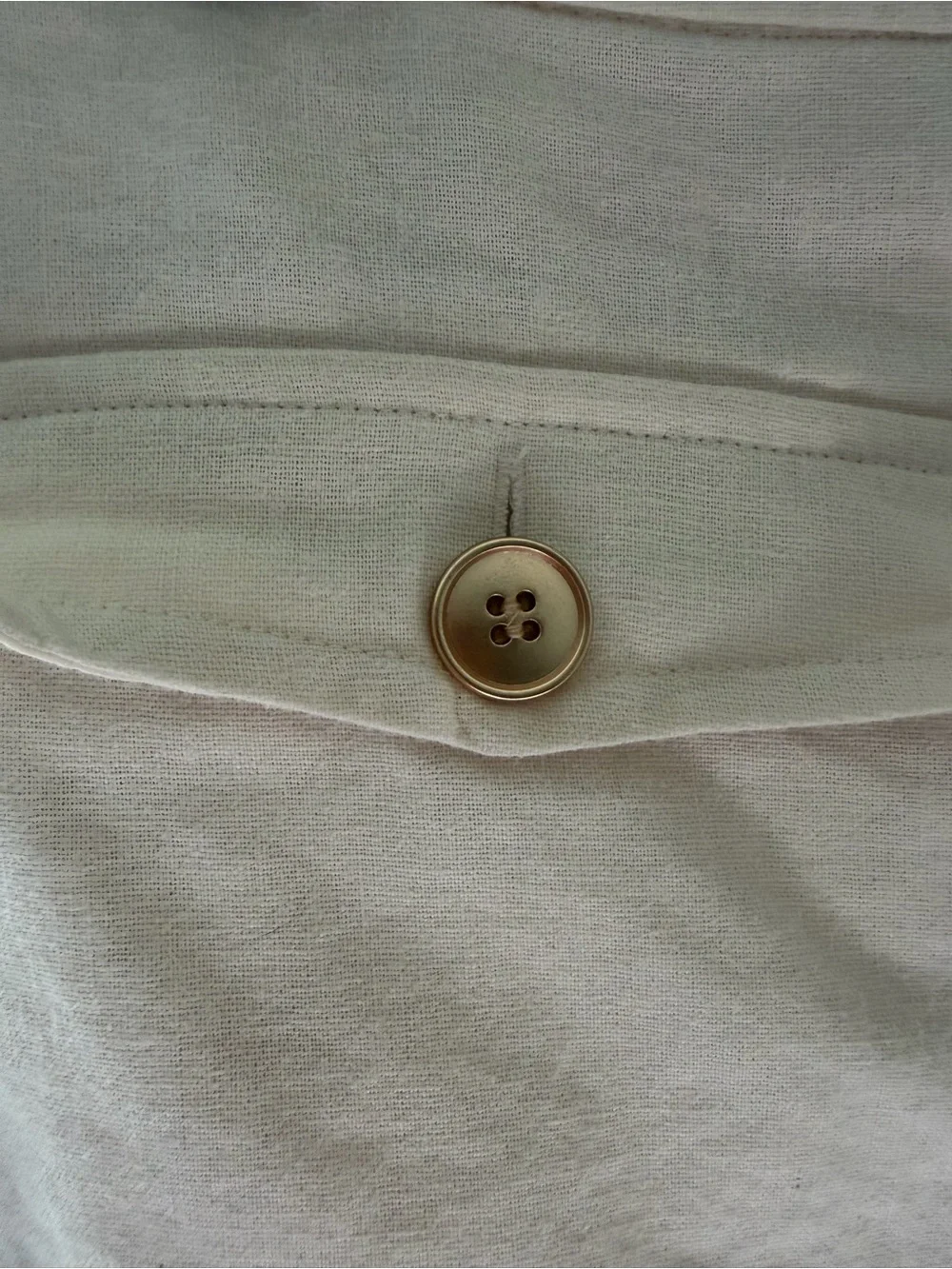 J. Crew Linen Blend Button-Front Cream A line Mini Skirt with Flap Pockets Sz 6